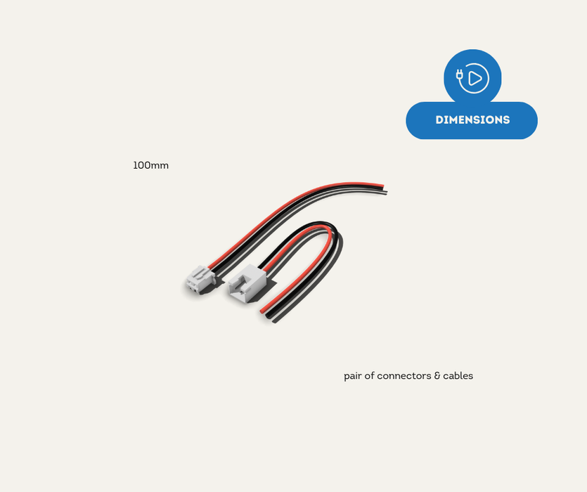 AutoChimp™ 2-Pin JST Power Connector Cables | Easy Connect & Disconnect Camera Power Dimensions