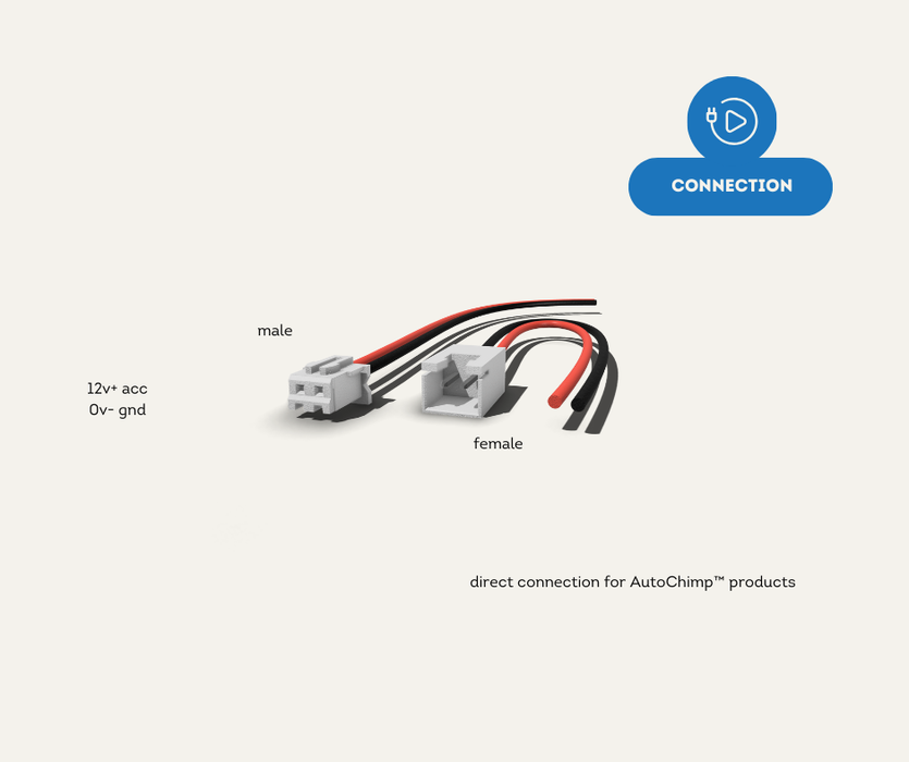 AutoChimp™ 2-Pin JST Power Connector Cables | Easy Connect & Disconnect Camera Power | Connection