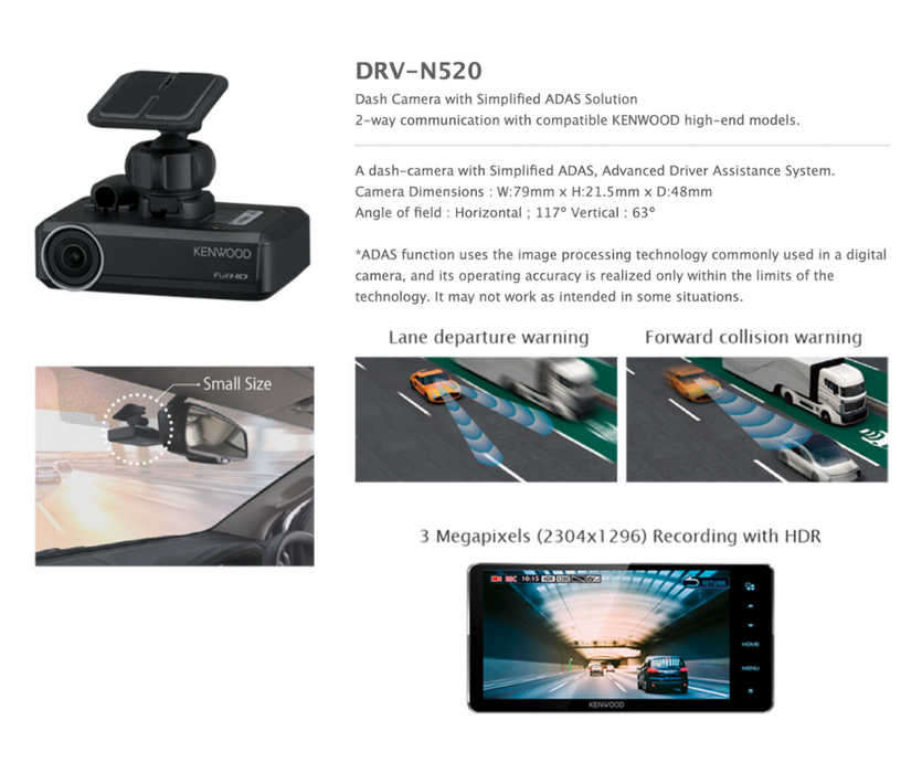 Kenwood DRV-N520 Dash Camera | for Kenwood DMX85 & DMX9 & DDX9 series | DRVN520