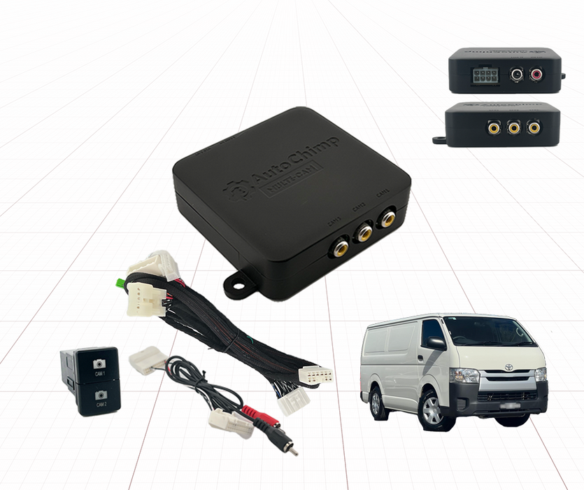 AutoChimp Dual Camera Kit for Toyota Hiace 2016 - 2019 | Reverse Camera On Switch + 2nd Camera Interface | AC-DUAL-HIACE-2016