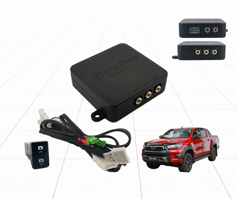 AutoChimp Dual Camera Kit for Toyota Hilux 2020 - 2023 | Reverse Camera On Switch + 2nd Camera Interface | AC-DUAL-HILUX-2020